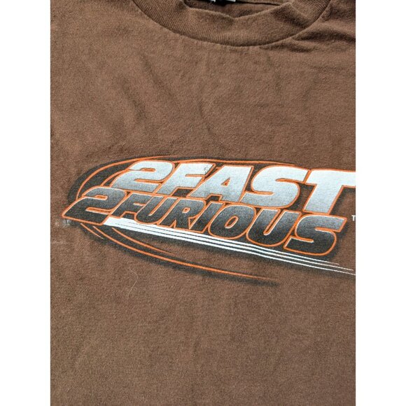 Vintage 2 Fast 2 Furious Shirt Mens Medium Paul Walker Toyota Supra Brown Y2K - Picture 4 of 8